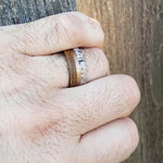 Antler Men's Wedding Band Whiskey Barrel Ring -HUNTER