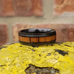 Alianza para hombre de madera de barril de whisky y circonio negro - GEFIN