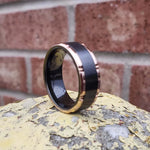 Men's Wedding Ring in Black Zirconium Rose Gold MUSK - Gaboni Jewelers