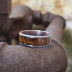 CESAR Wooden Men's Wedding Rings in Tungsten with Gold Veined D - Gaboni Jewelers