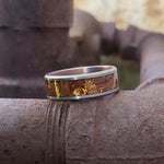 CESAR Wooden Men's Wedding Rings in Tungsten with Gold Veined F - Gaboni Jewelers