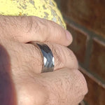 ATLAS Tungsten Silver Ring for Men Hammered 8mm-d Gaboni Jewelers