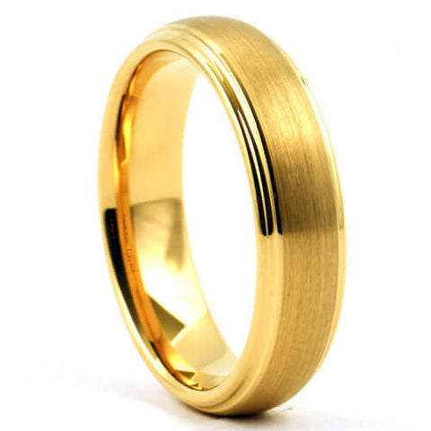 SARAH 14K Yellow Gold Plated Tungsten Wedding Band - Gaboni Jewelers