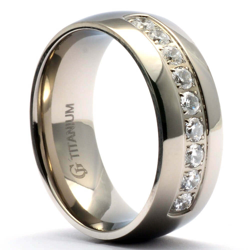 Titanium and diamond wedding bands Clearance