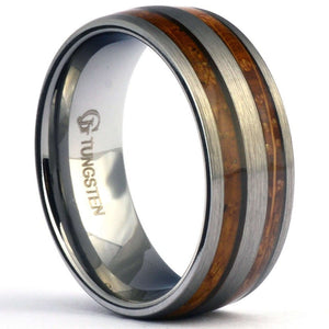 JOHNNIE Whiskey Barrel Men's Wedding Ring in Tungsten - Gaboni Jewelers
