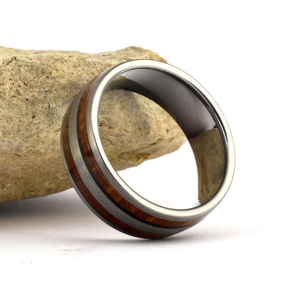 JOHNNIE Whiskey Barrel Men's Wedding Ring in Tungsten d - Gaboni Jewelers