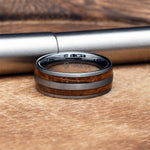 Whiskey Barrel Tungsten Men's Wedding Ring -JOHNNIE - Gaboni Jewelers