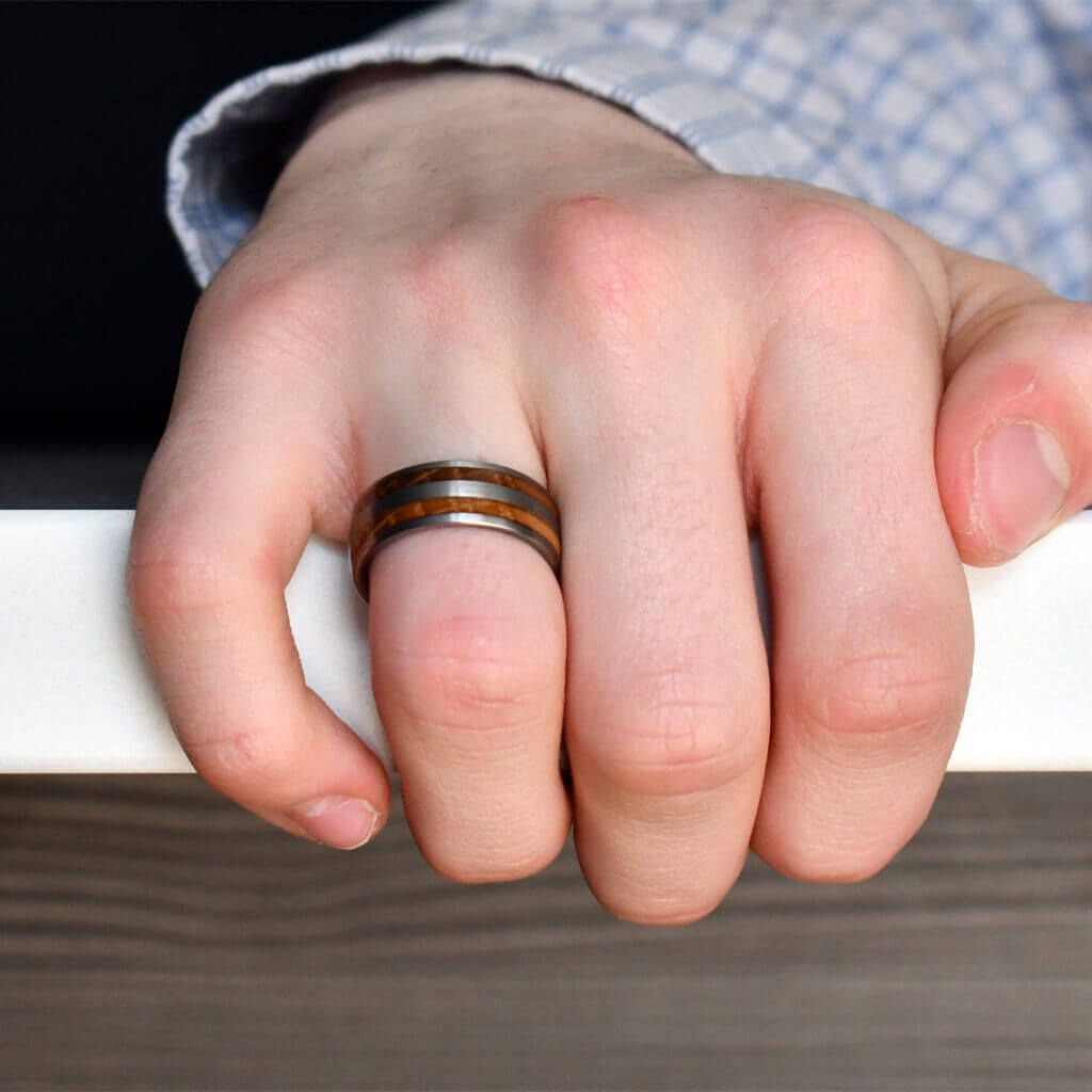 Whiskey Barrel Men's Wedding Ring in Tungsten -JOHNNIE