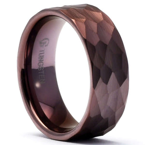 QBAS Brown Tungsten Men's Wedding Ring Hammered - Gaboni Jewelers