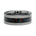 Tungsten Men's Wedding Ring Galaxy Opal - Gaboni Jewelers