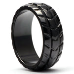 APRILO Men's Tire Tread Ring in Black Zirconium - Gaboni Jewelers