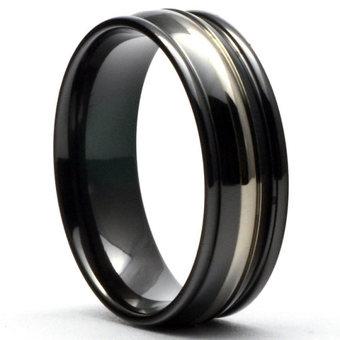 ARTAS Silver Black Zirconium Wedding Ring - Gaboni Jewelers