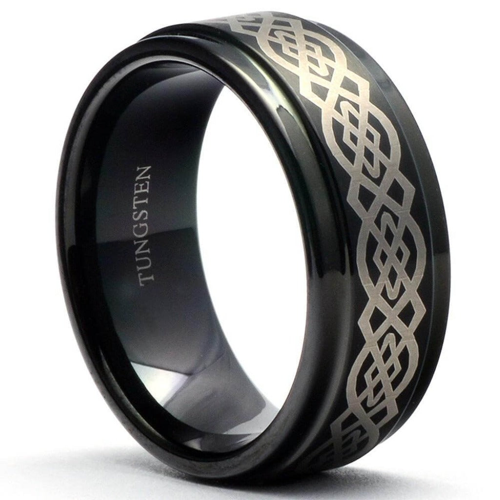 BARRO Black Knot Tungsten Ring Step Edges - Gaboni Jewelers