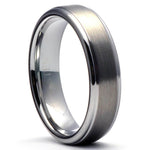 CARRER Brushed Tungsten Wedding Band with Step Edges - Gaboni Jewelers