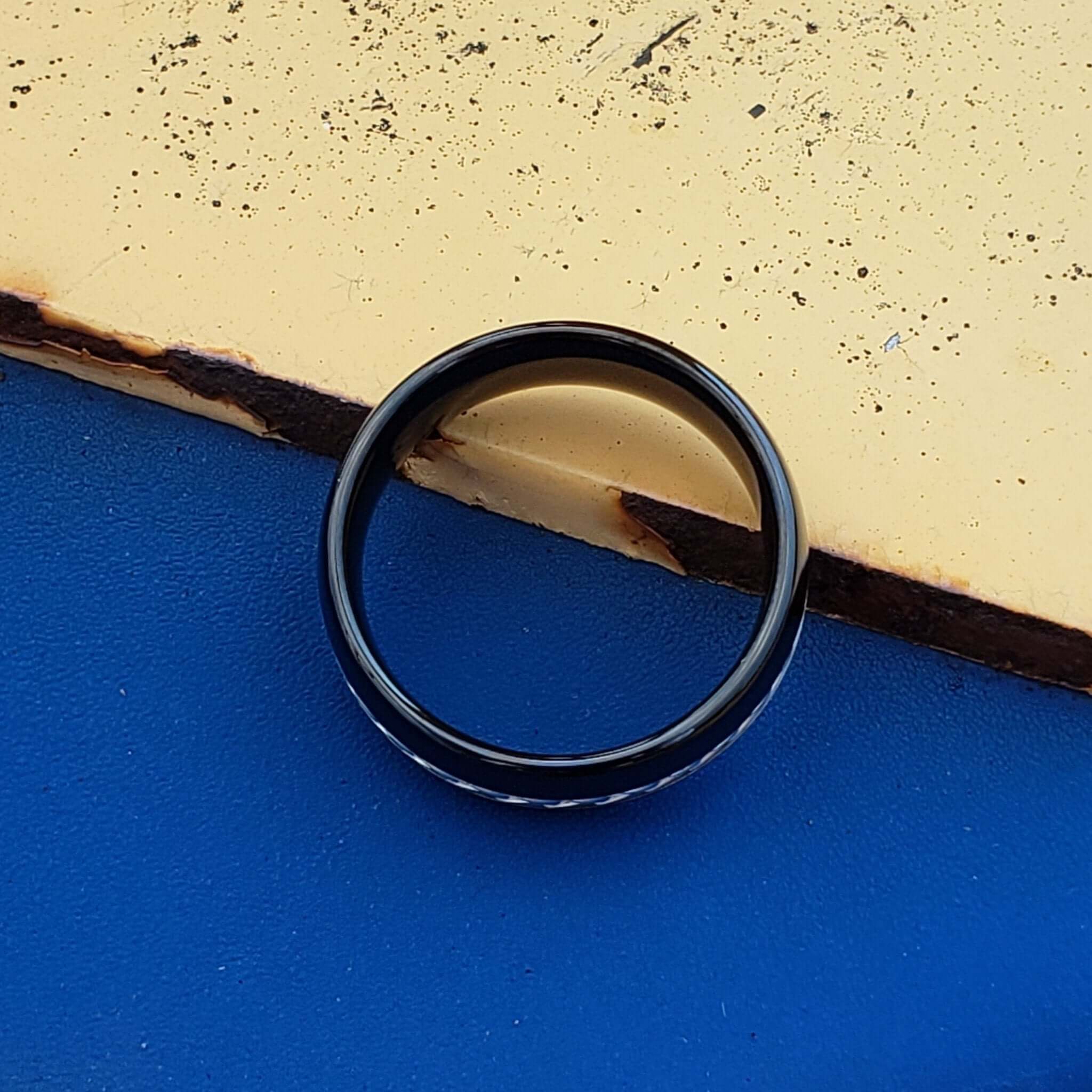 DETOR Braided Tungsten Wedding Band Silver Inlay Black Ring - Gaboni Jewelers