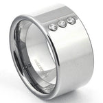 DIAMER 12mm Men's Tungsten Carbide Ring Clear-Diamond Polished Shiny - Gaboni Jewelers