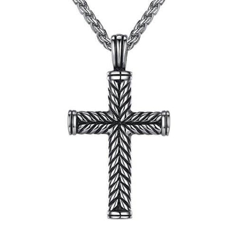 Fashion Men's Stainless Steel Cross Pendant & 24" Link Chain - Gaboni Jewelers