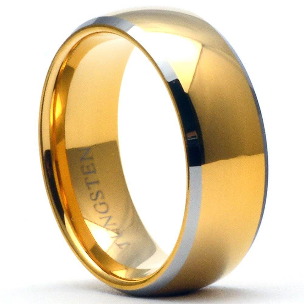 GASTON Gold Tungsten Ring Beveled Edges 8mm - Gaboni Jewelers