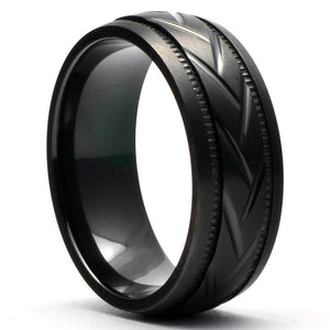 GATTARD Woven Brushed Zirconium Wedding Band Black Ring - Gaboni Jewelers