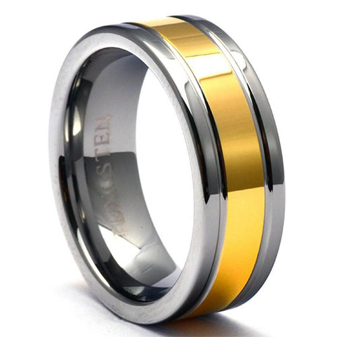 GIDDAN 8mm Grooved 18K Yellow Gold & Tungsten Carbide Ring - Gaboni Jewelers