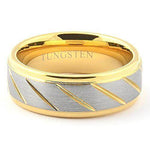GOLDEX Brushed Gold Tungsten Wedding Ring with Channels - Gaboni Jewelers