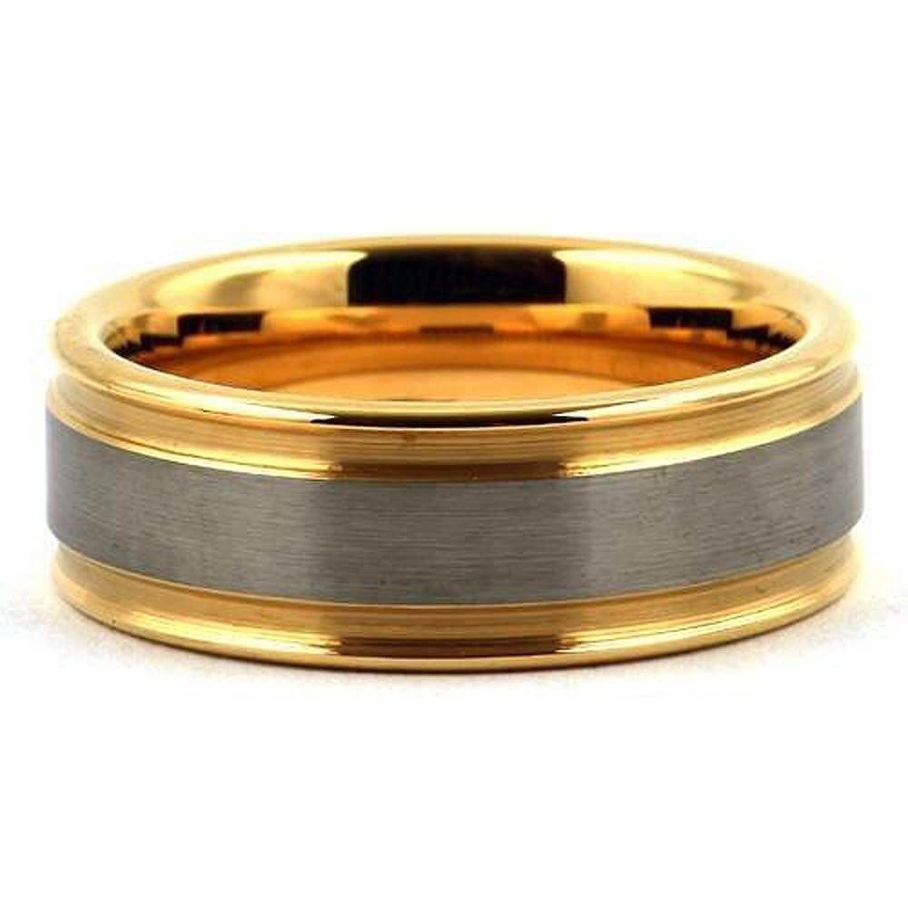 HERO 9mm Wedding Band Gold-Gunmetal Top Tungsten Wedding Ring - Gaboni Jewelers
