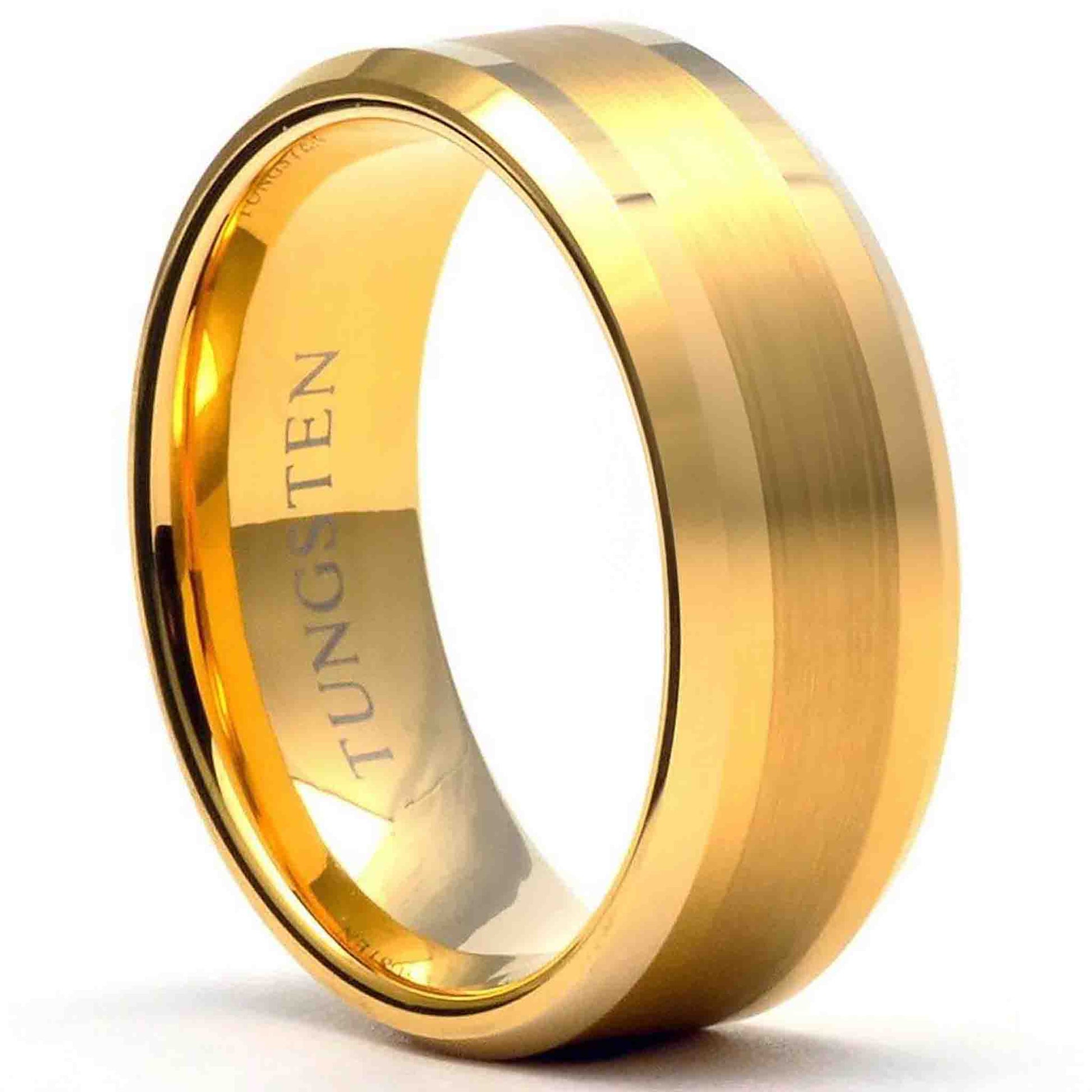 Gold Plated Tungsten Men's Wedding Band 6mm or 8mm