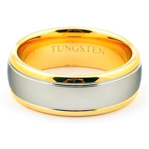IMMAC 14K Gold Plated Two-Tone 8mm Tungsten Wedding Band - Gaboni Jewelers