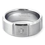 KENCO Brushed Handsome Men's Tungsten Ring Beveled Edges & Grooved - Gaboni Jewelers