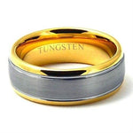 KROMIC Tungsten Carbide Wedding Band Brushed Center Ring Gold Tone - Gaboni Jewelers
