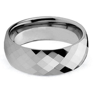 LAGAT Multi-Faceted Tungsten Wedding Band Polished Shiny Ring - Gaboni Jewelers