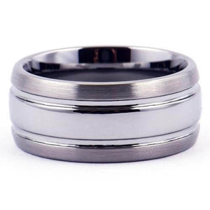 MAX 10mm Tungsten Wedding Band for Men Rounded & Brushed Sides - Gaboni Jewelers