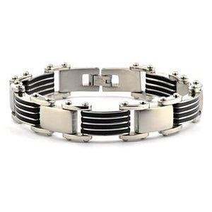 Men's 17mm Rubber and Stainless Steel Bracelet - 8.5" - Gaboni Jewelers