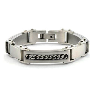 Men's Bracelet Stainless Steel with Cable Insert - 8.5" - Gaboni Jewelers