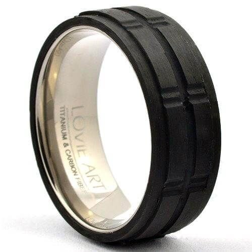 METTO Forged Carbon Wedding Band for Men - Gaboni Jewelers