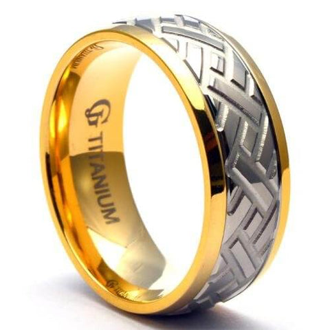 NEPTO 14K Yellow Gold Plated Titanium Car Tire Ring - Gaboni Jewelers