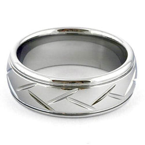 PERAS White Tungsten Carbide Ring Woven Pattern - Gaboni Jewelers