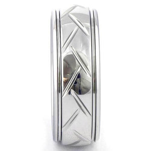 PERAS White Tungsten Carbide Ring Woven Pattern - Gaboni Jewelers