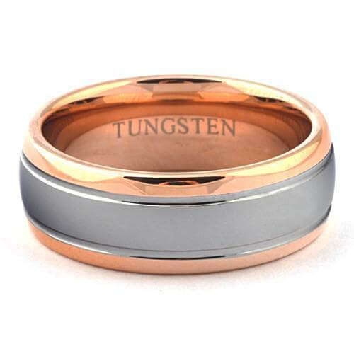 SATON Tungsten Rose Gold Ring For Men - Gaboni Jewelers