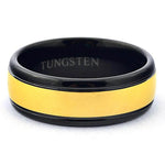 TERRIN 6mm Tungsten Ring Domed Black-Gold Color - Gaboni Jewelers