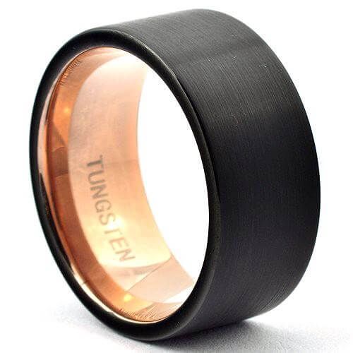 VOLTAN 10mm Matte Black Mens Wedding Ring in Tungsten - Gaboni Jewelers