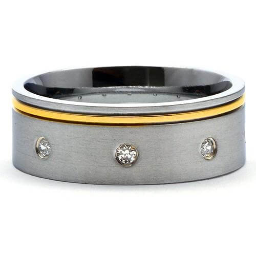 WARS Titanium 14K Gold Tone Simulated Diamond Ring - Gaboni Jewelers